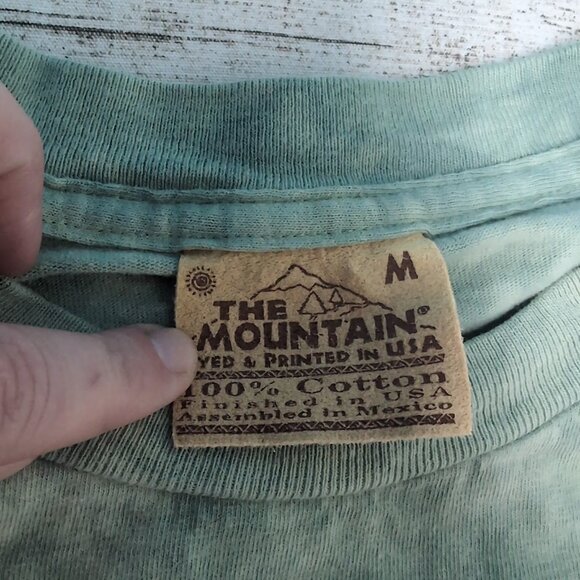 Vintage 1999 The Mountain Hummingbird Flower Green Tie Dye Shirt Size Medium - Picture 3 of 6